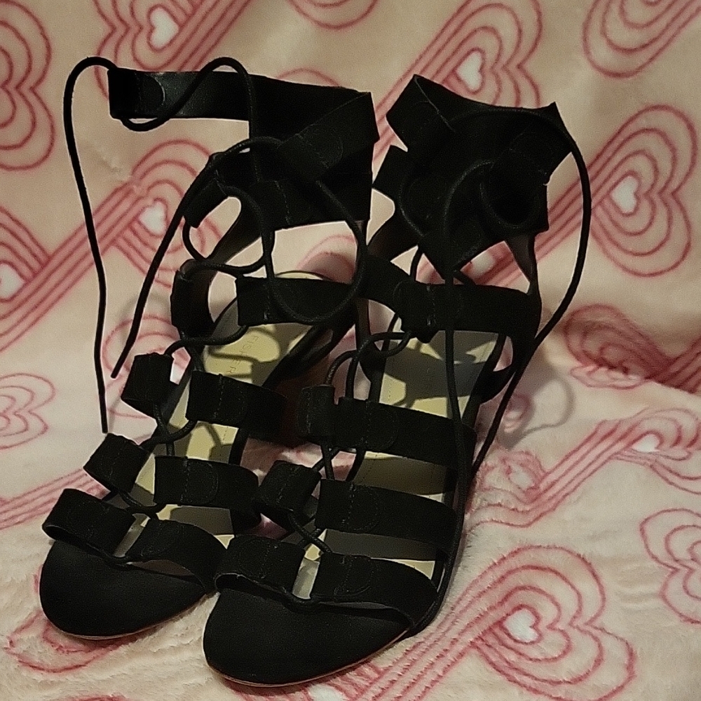 Marc Fisher Black Lace-Up Sandals